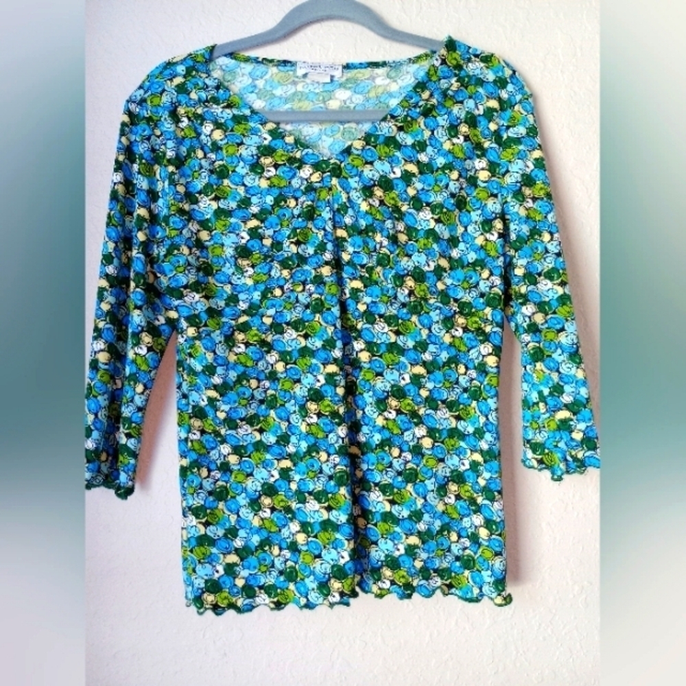 Notations Floral Print Women's Top Blouse Size MP